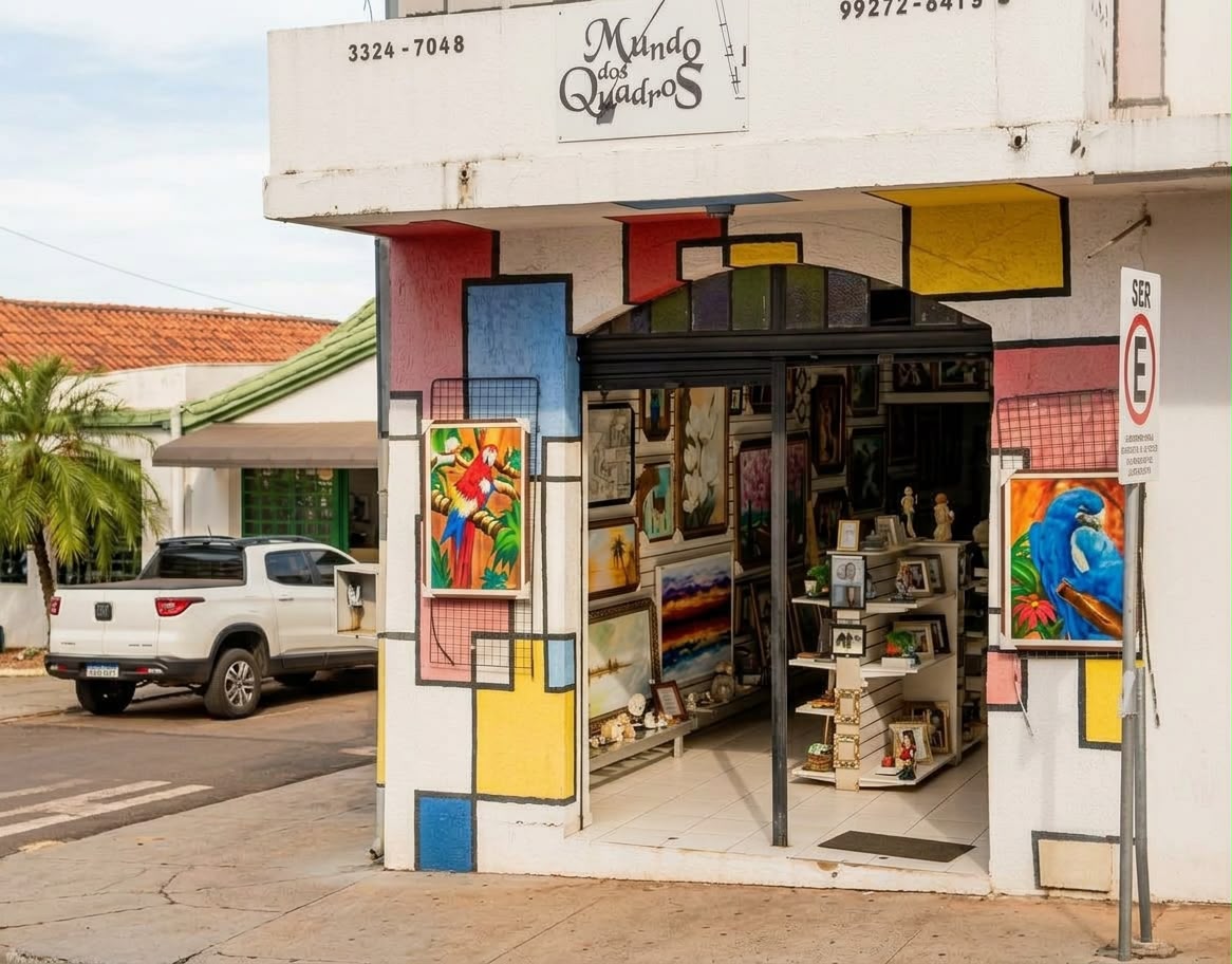 Fachada da loja Mundo dos Quadros, em Campo Grande